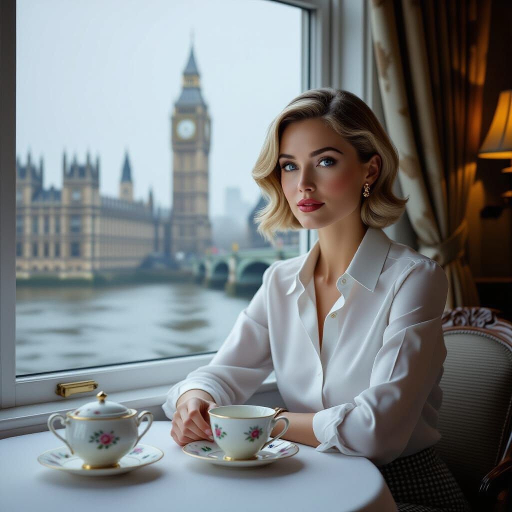 Cozy London Room with Foggy Big Ben View
