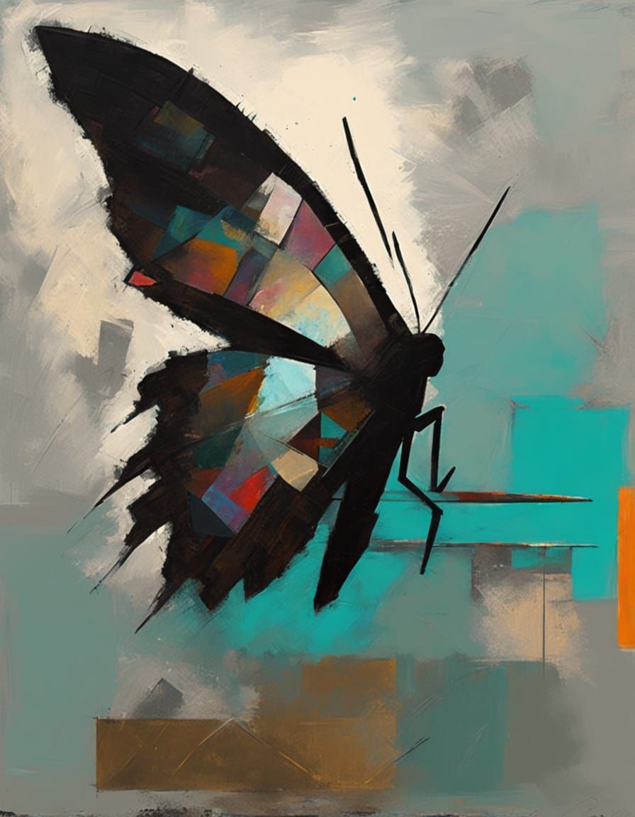 Suprematist Alien Landscape with Chiaroscuro and Metallic Ac...