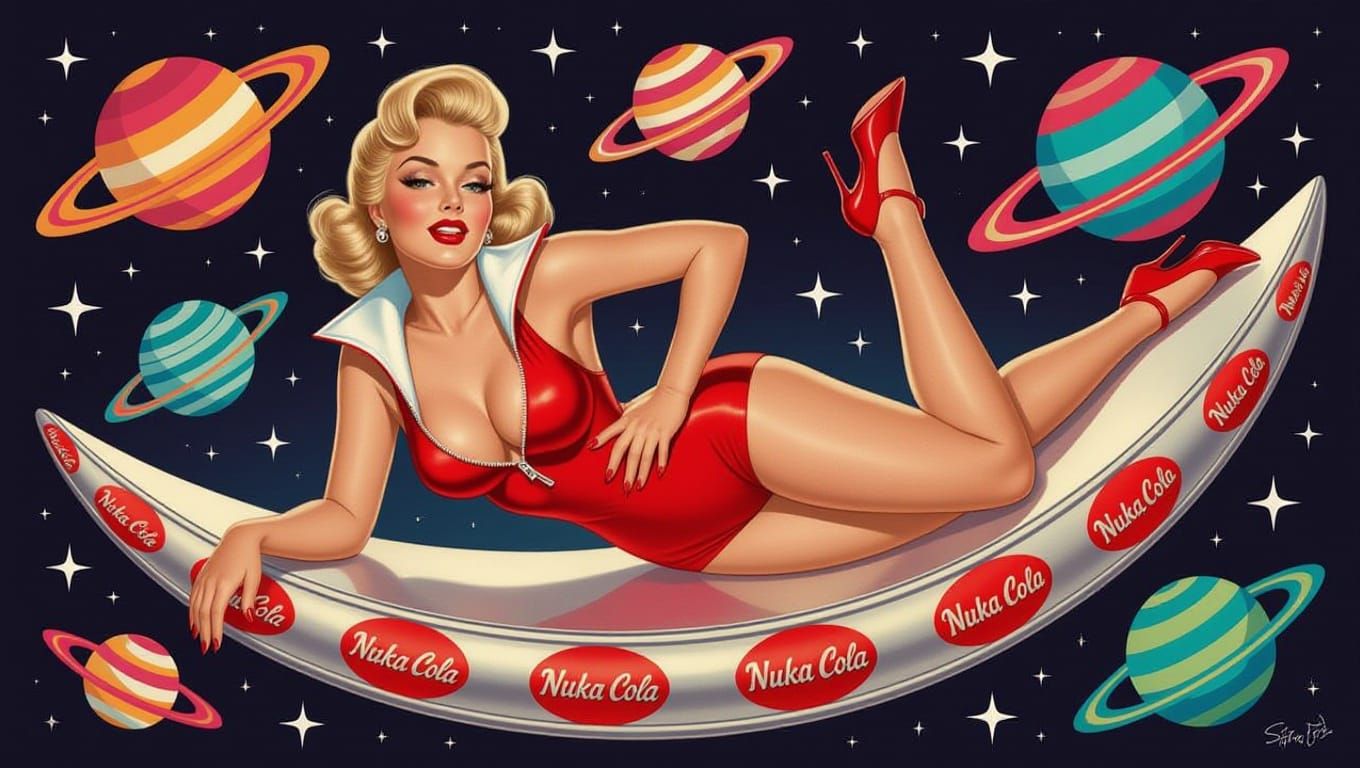 Retro-Futuristic Pin-Up Goddess in Space
