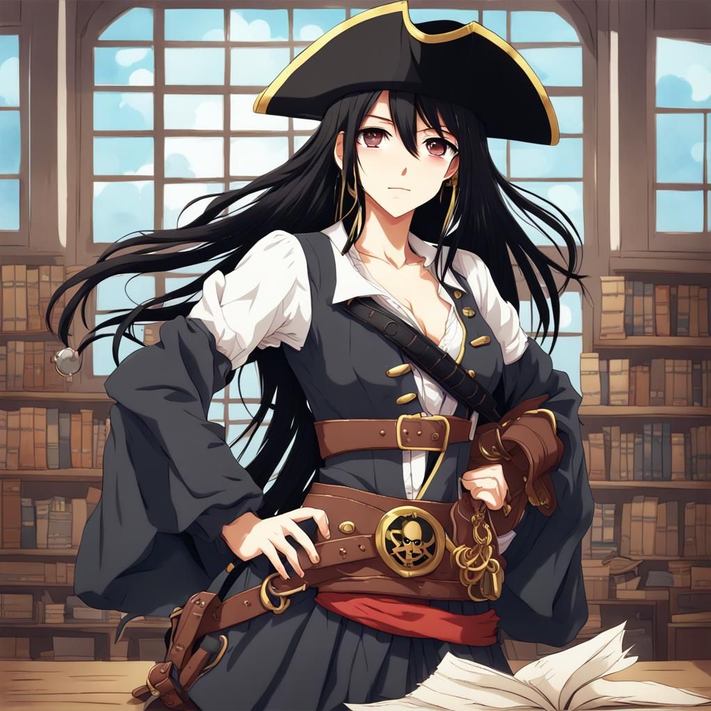Anime Pirate Girl on Campus