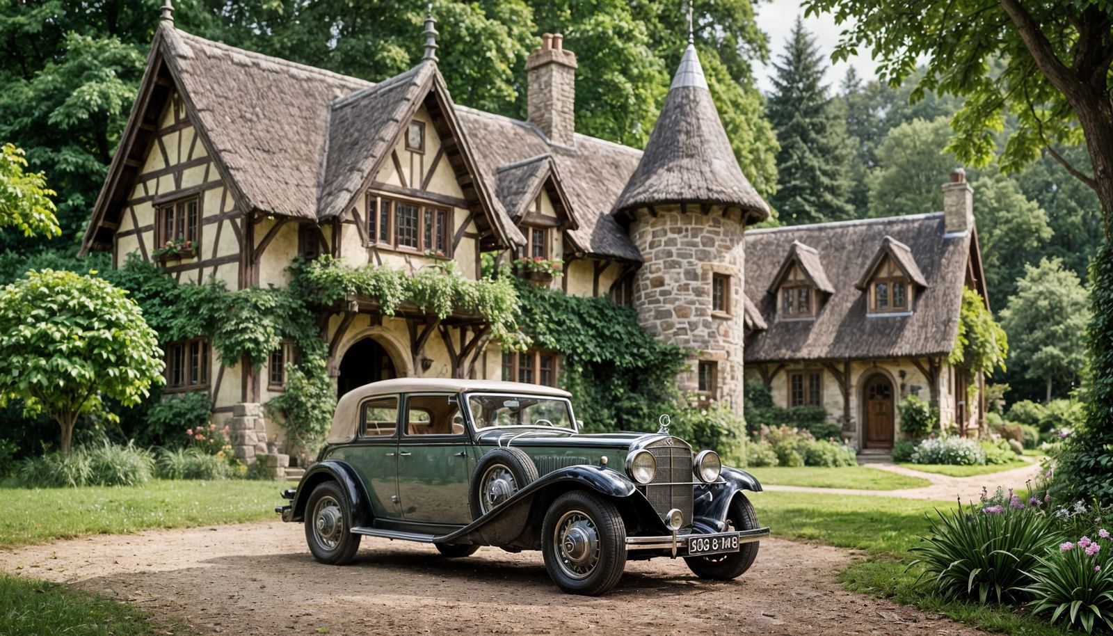 Luxurious 1930s Mercedes in Enchanted Forest