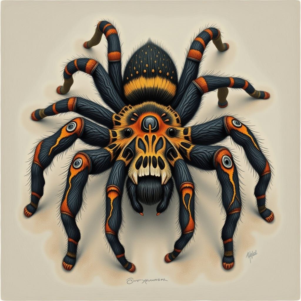 Yarn-Textured Tarantula with Martian Swirls