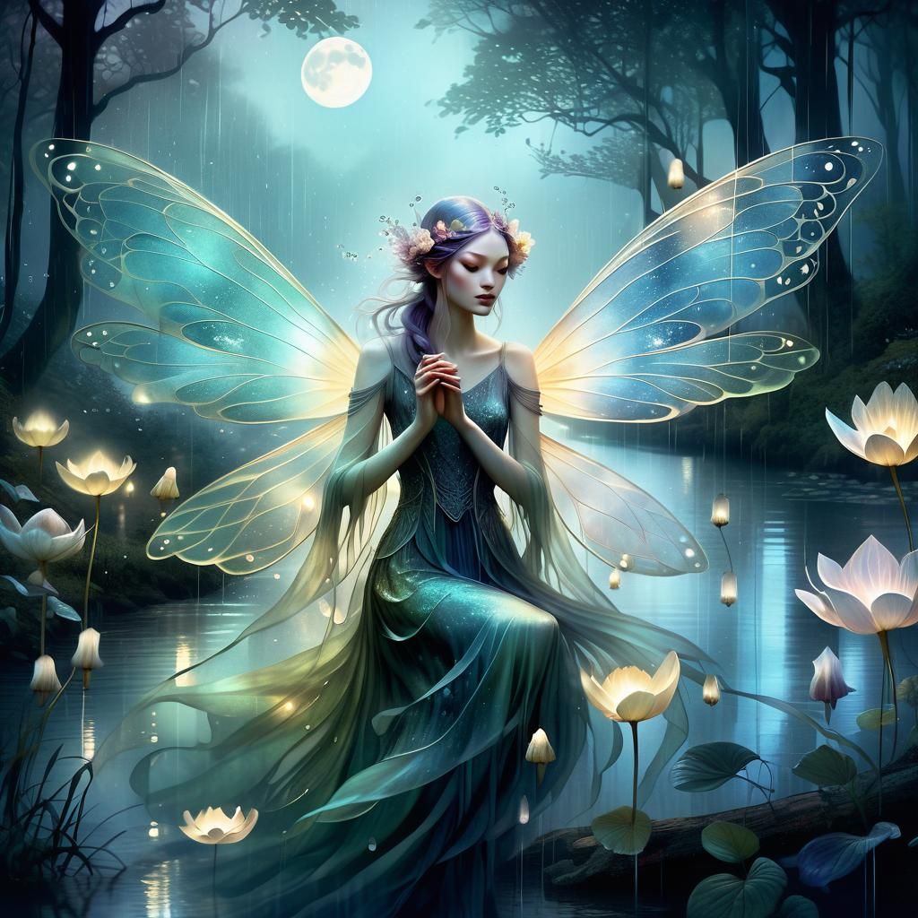 Fairy Dances in Moonlight: Hyperrealistic Fantasy Art