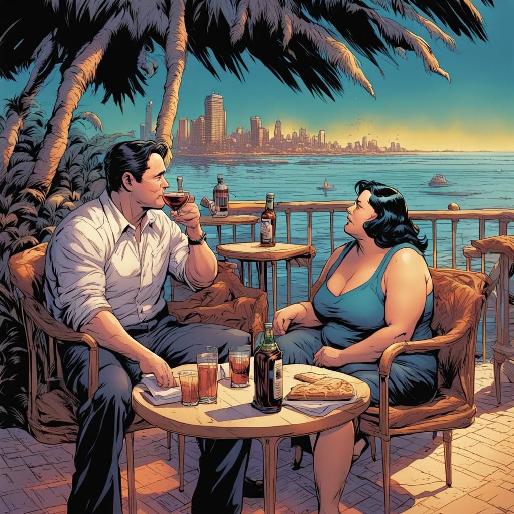 Bruce Wayne on Vacation with BBW, Comic Book Art
