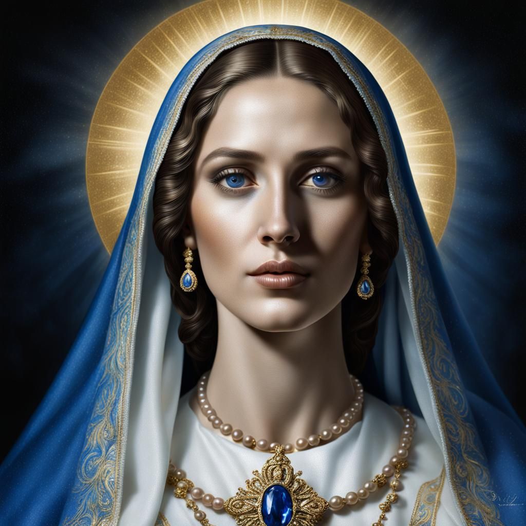 Blessed Virgin Mary Queen Portrait in Ultra-Realism
