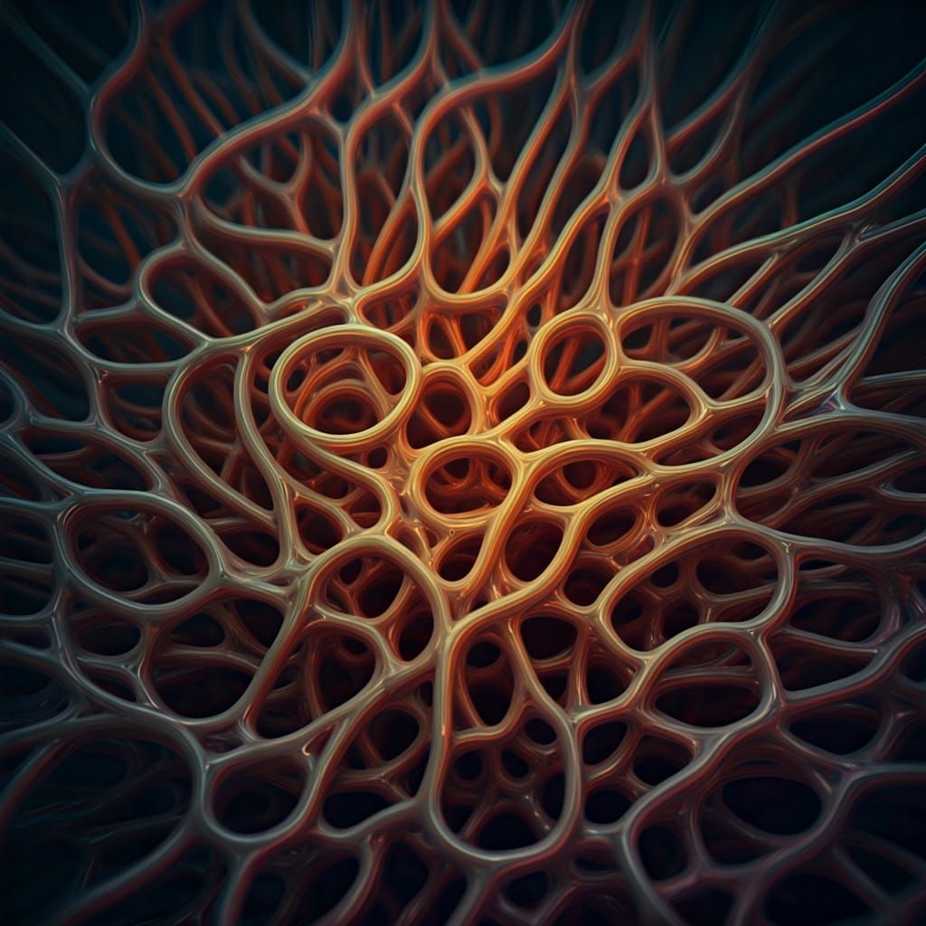 Bioluminescent Cellular Network in Futuristic Style