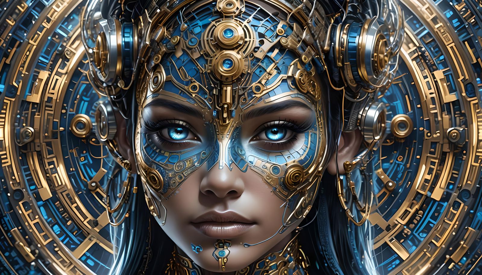 Futuristic Woman with Circuitry in Cyberpunk Style