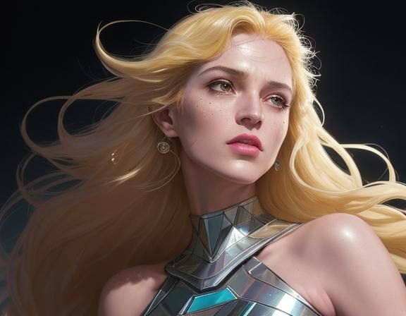 Photorealistic Portrait of Woman Gazing into Distance