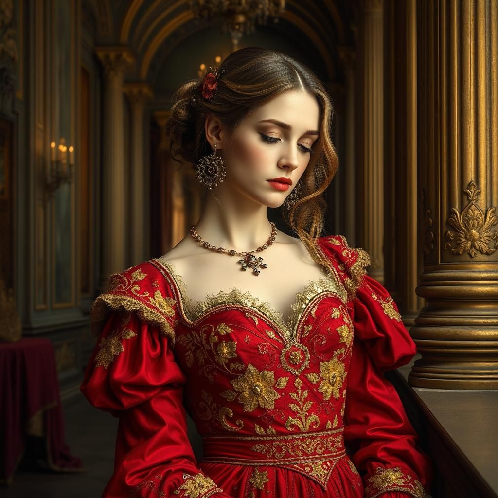 Renaissance Woman in Baroque Setting, Art Nouveau