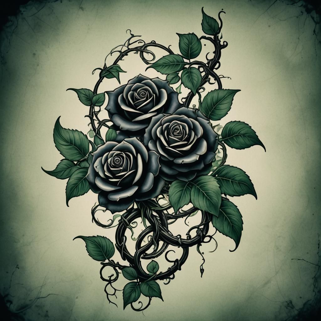 Black Rose and Jade Serpent Tattoo: Cinematic Film Still