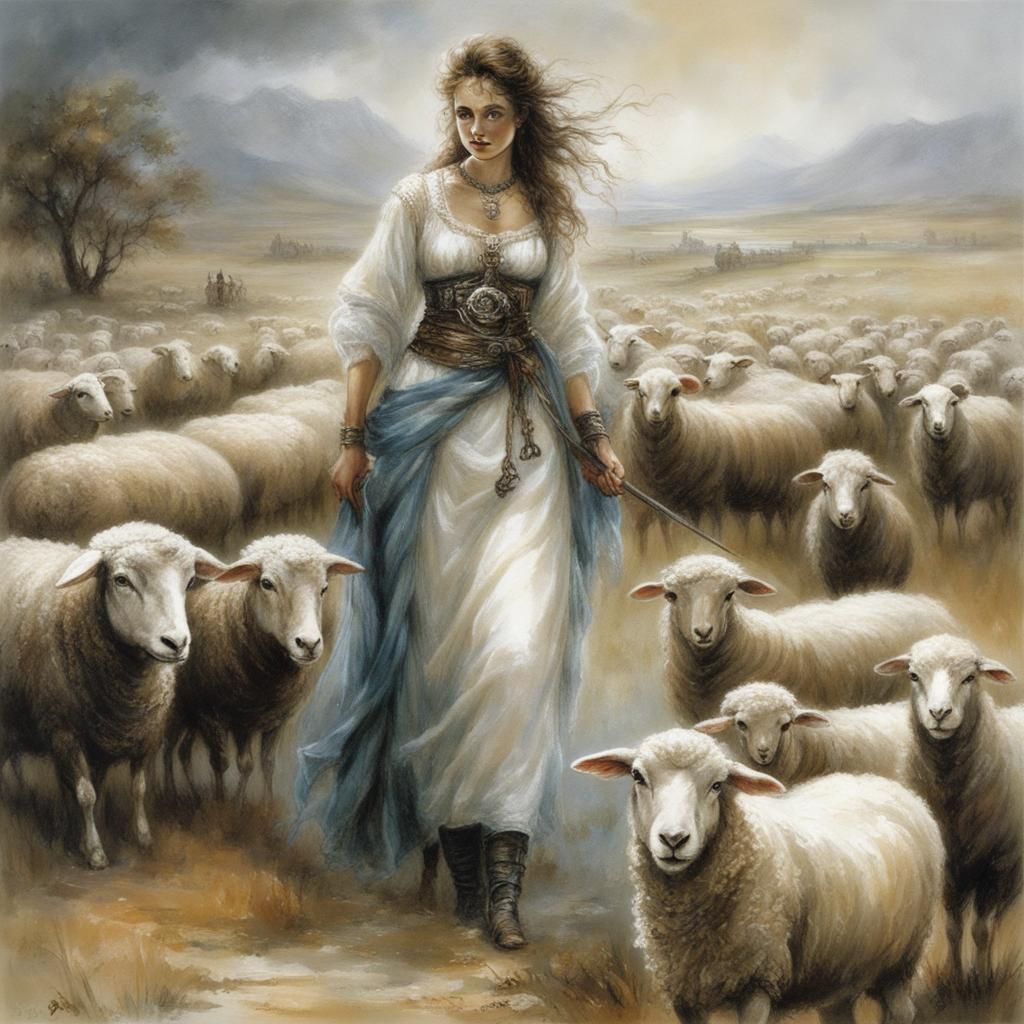 Prince Discovers Beautiful Shepherdess: Oil Painting