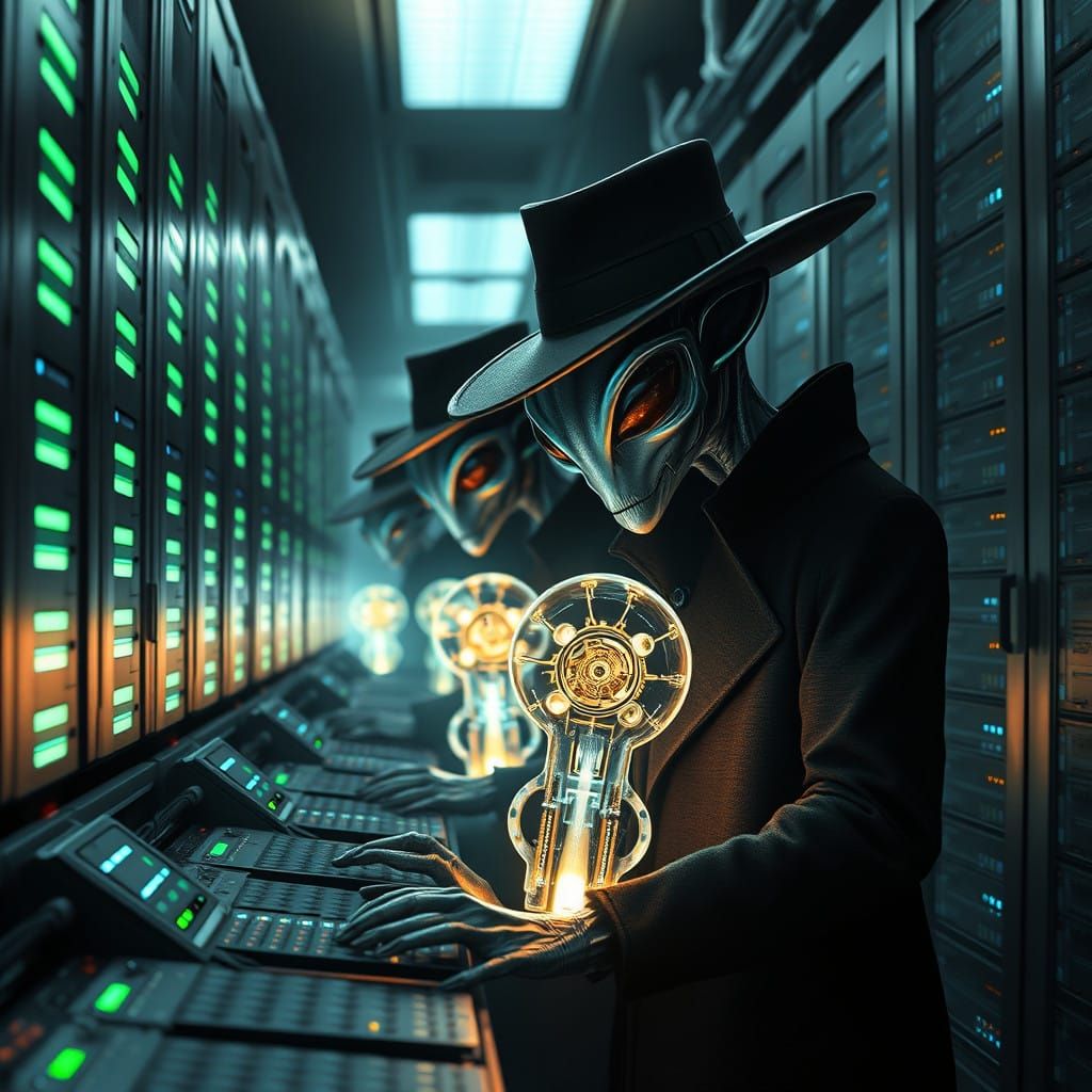 Futuristic Data Center Upgrade in a Cyberpunk Aesthetic