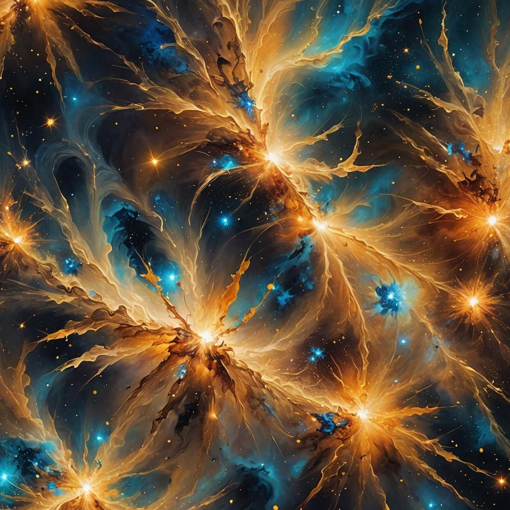 Cosmic Star in a Swirling Galaxy of Color