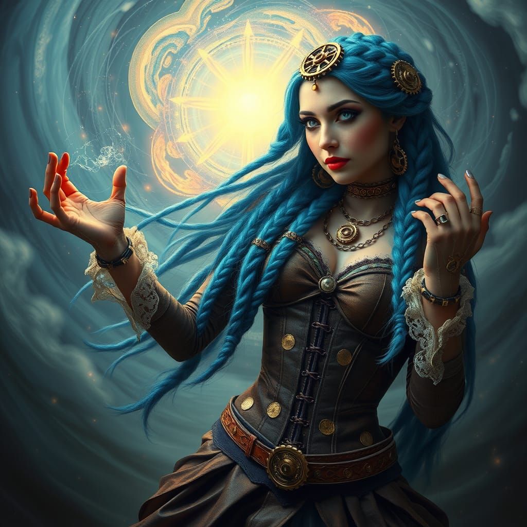 Steampunk Princess Conjures Ethereal Portal in Rich Textures
