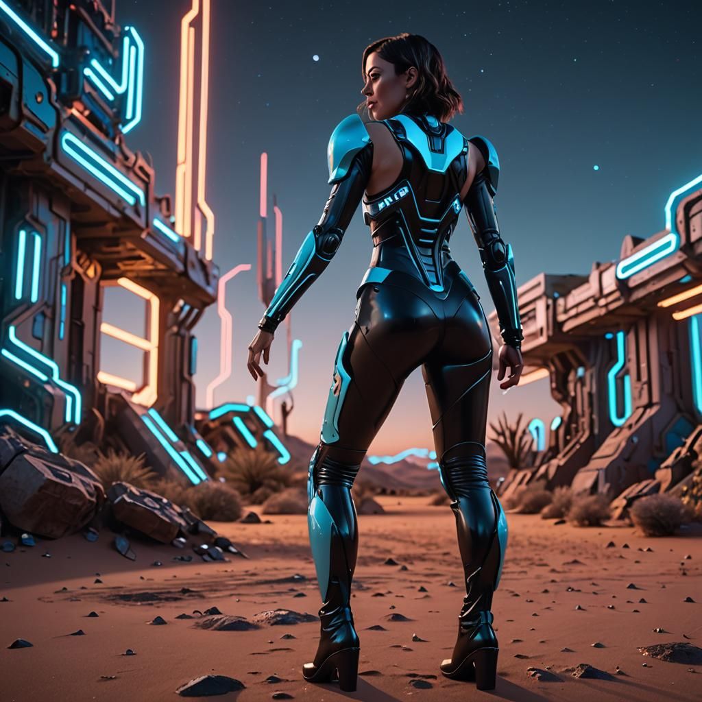 Cyberpunk Oasis: Aubrey Plaza in Neon Desert