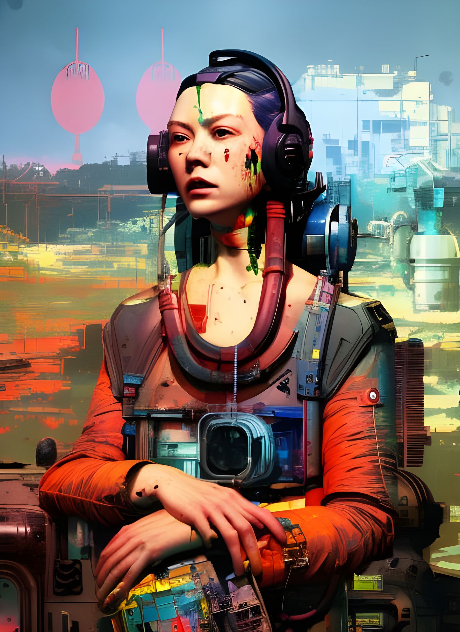 Atompunk Pilot in Retro Futuristic Space Station