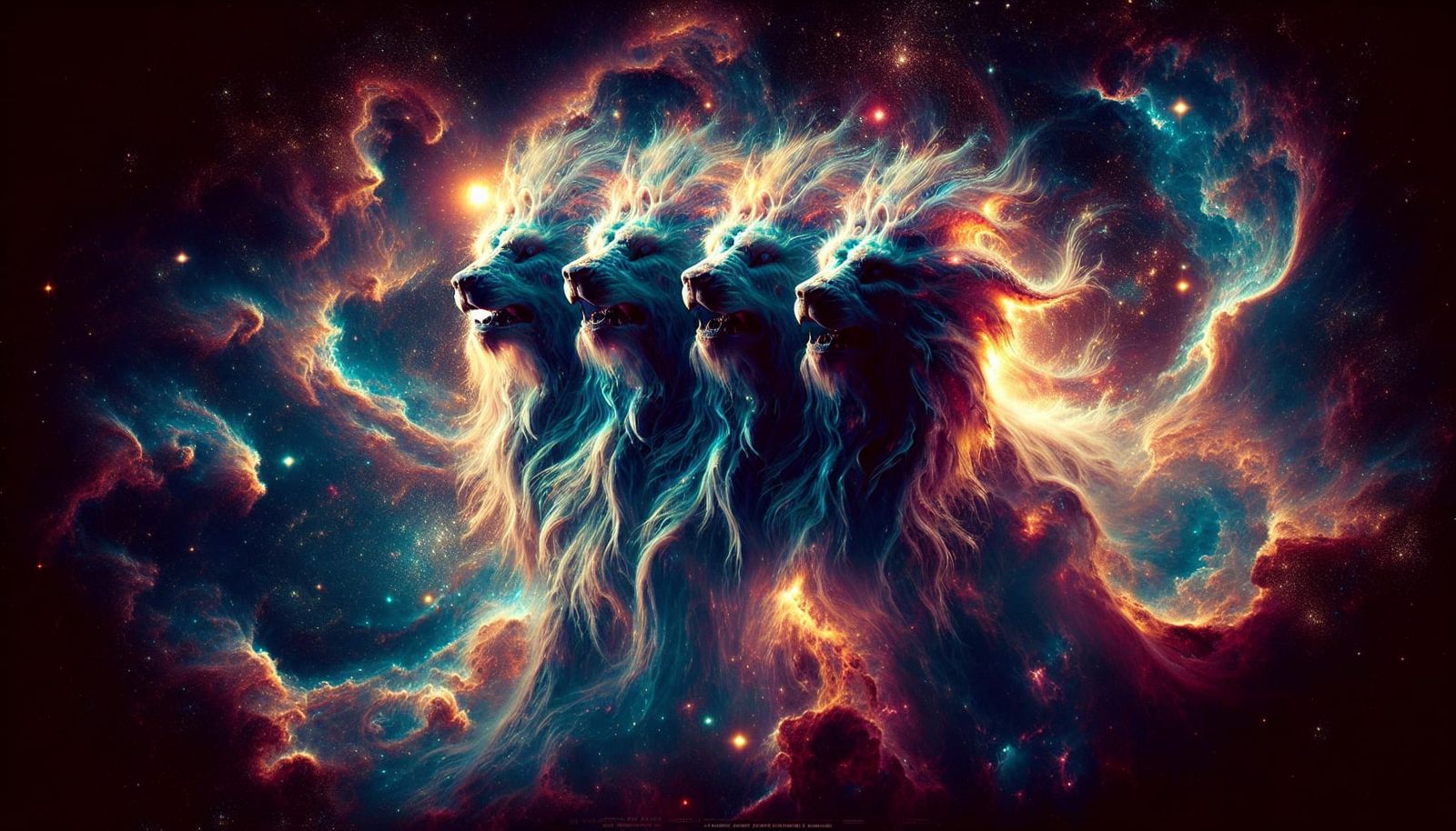 Majestic Three-Headed Cerberus in Cosmic Fire