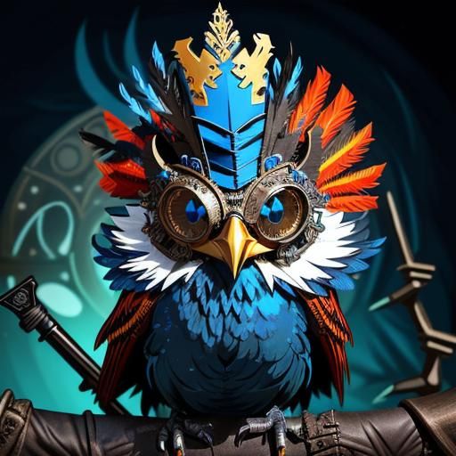 Steampunk Bird in Plague Mask Vector Art