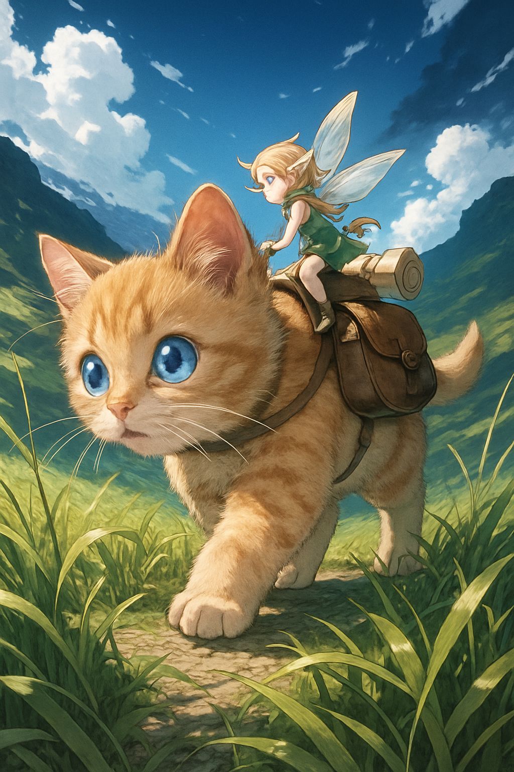 Pixie and Kitten Journey in Anime Style