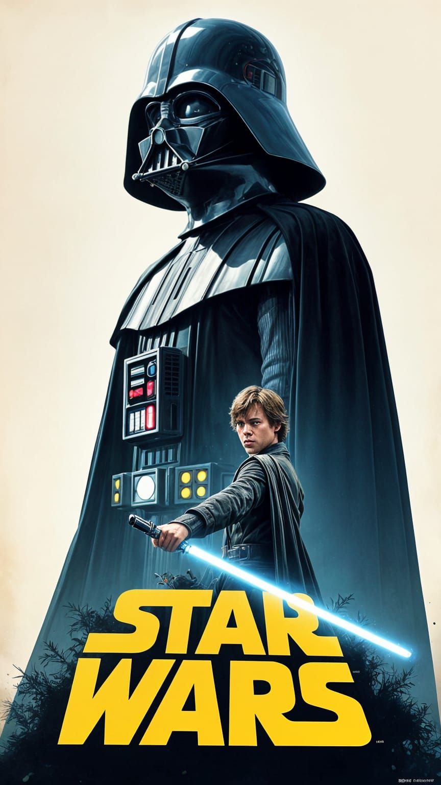 Luke Skywalker Comic Book Art in Battle Stance