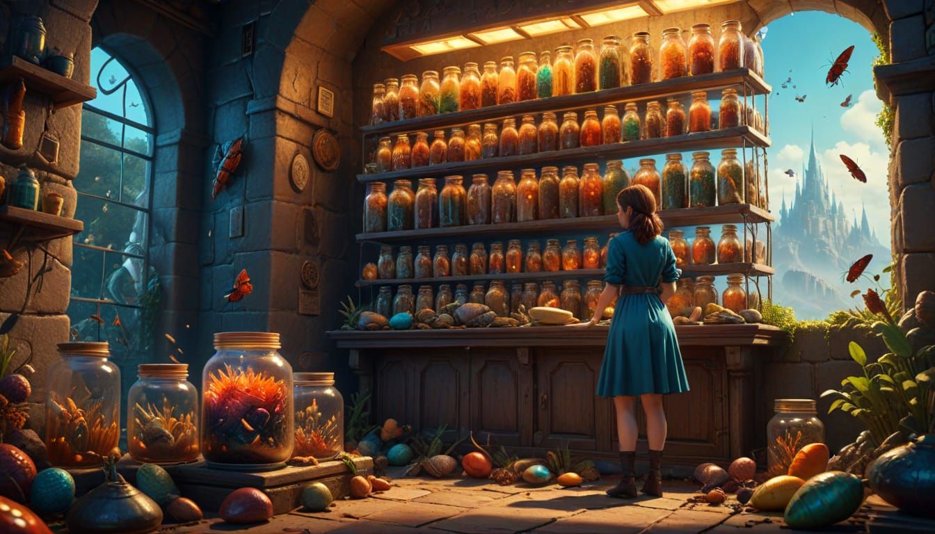 Surreal Giantess Studies Specimens in Whimsical Fantasy Worl...