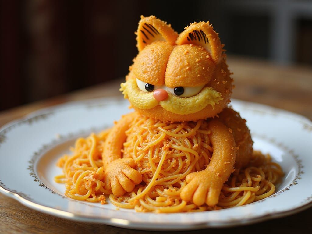 Spaghetti Garfield Culinary Masterpiece on Plate