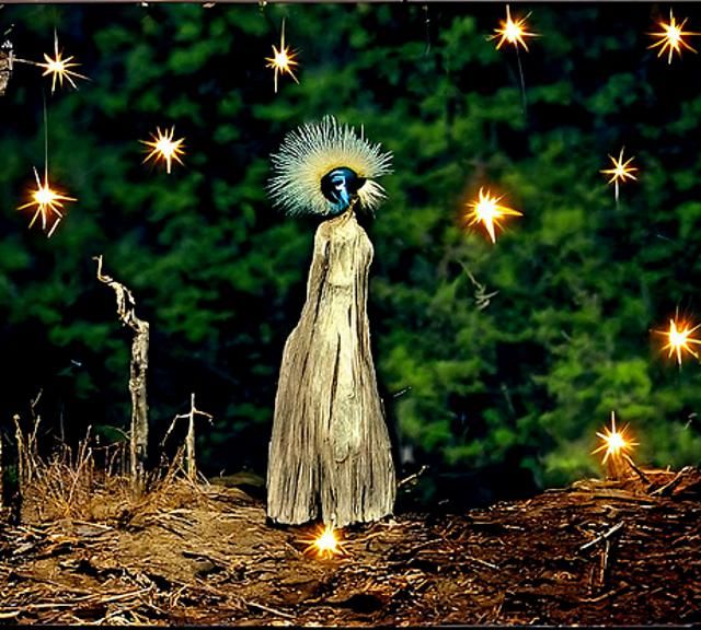 Haunting High Priestess in Midnight Desert Painting