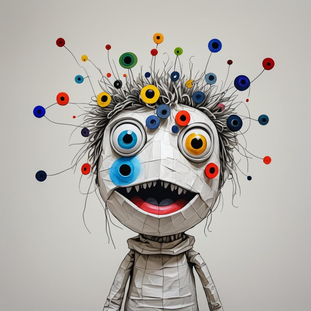 Googly-Eyed Puppet Portrait in Sketchy Style