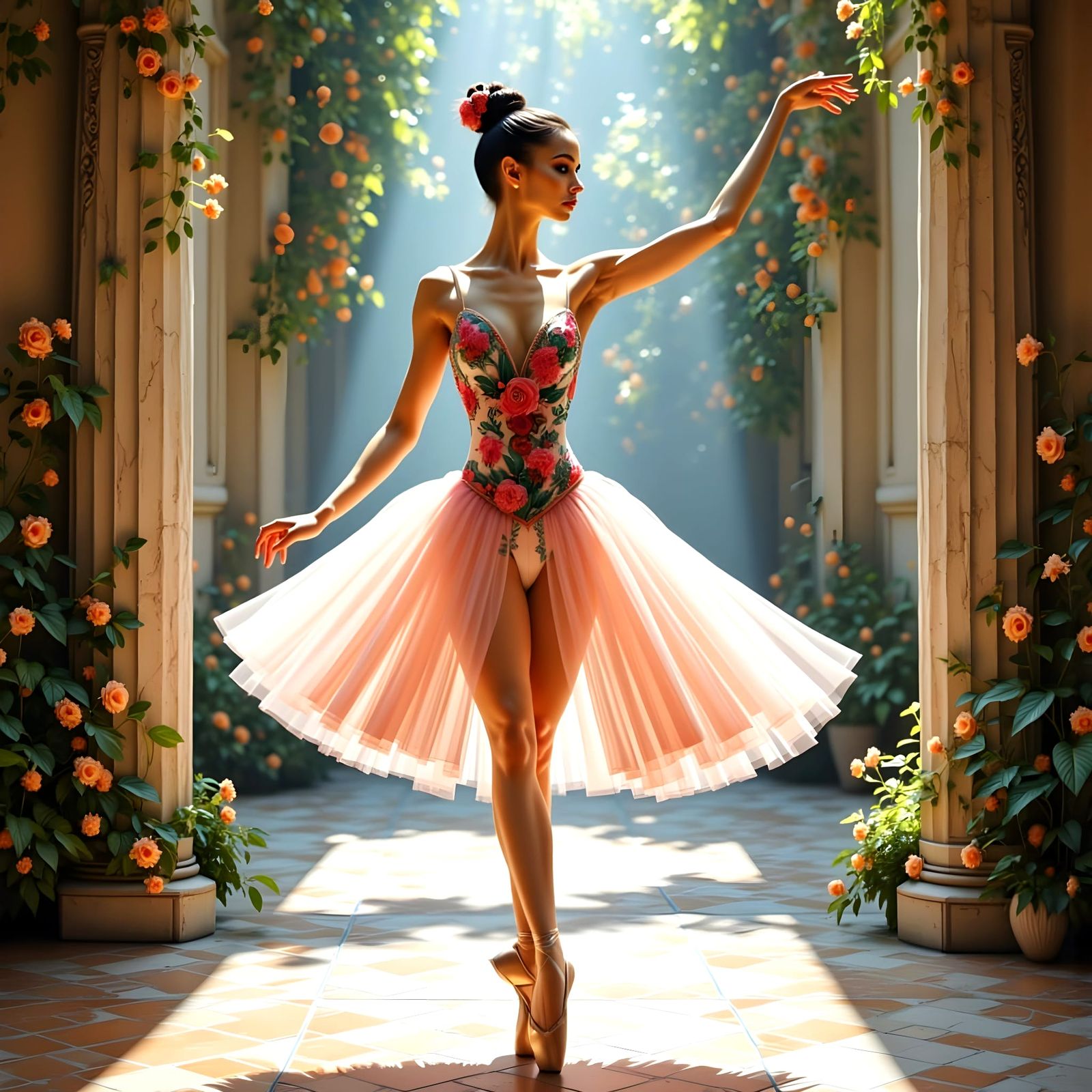 Ethereal Ballerina in Sunlit Elegance