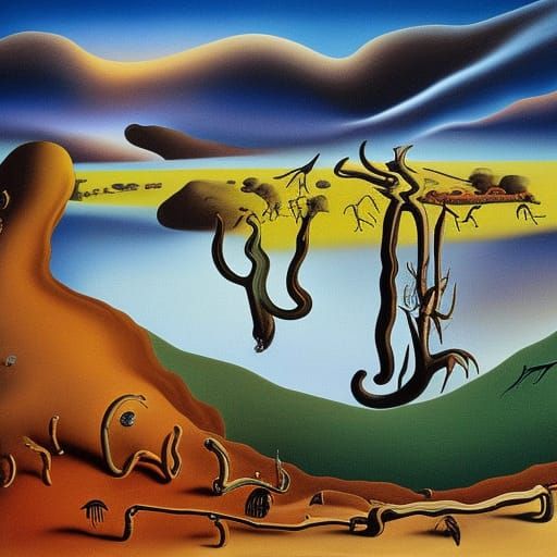 Surreal Graveyard Landscape in Salvador Dali Style