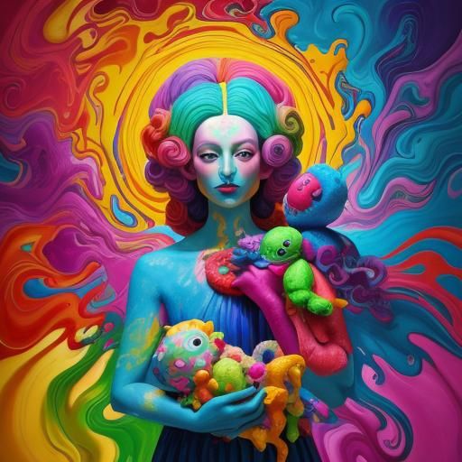 Ethereal Nursery Chaos in Vibrant Oil Painting Style