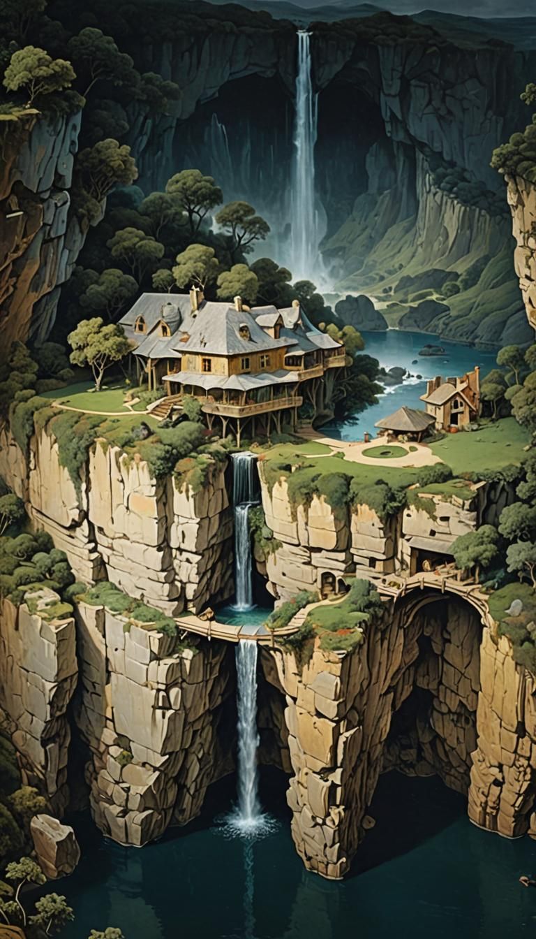 Architecturally Designed Cliffside House with Waterfall