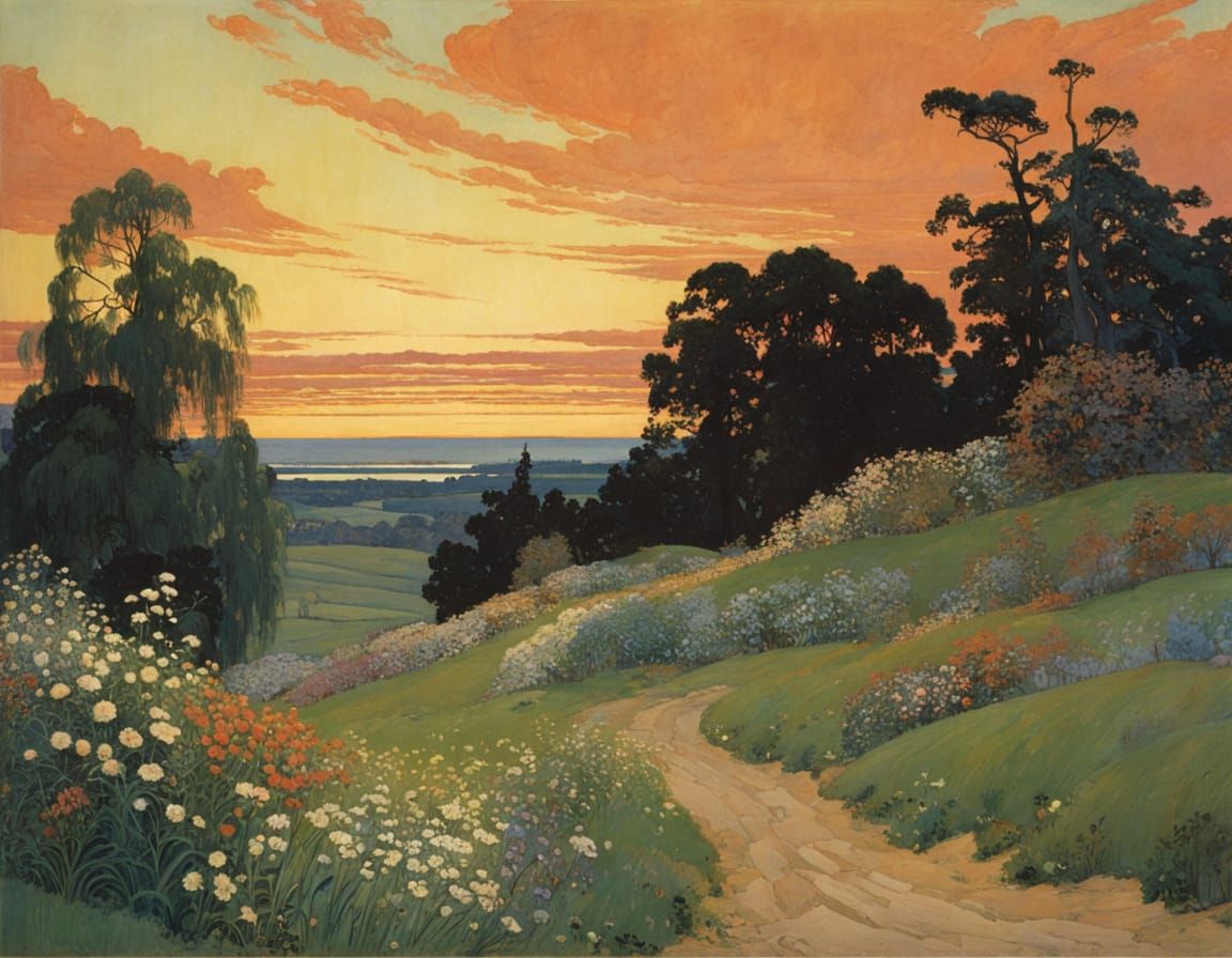 Whimsical Landscape Artwork in Dreamy Style