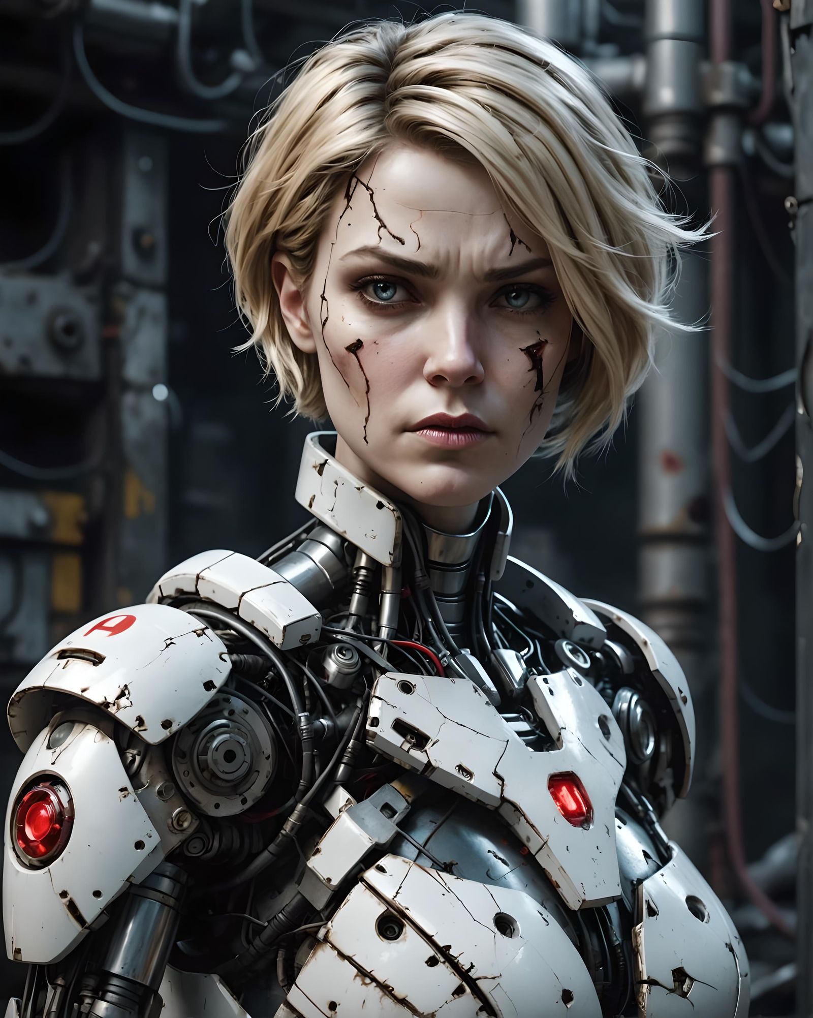 Damaged Powergirl Cybernetic Simulacrum: Cyberpunk Art