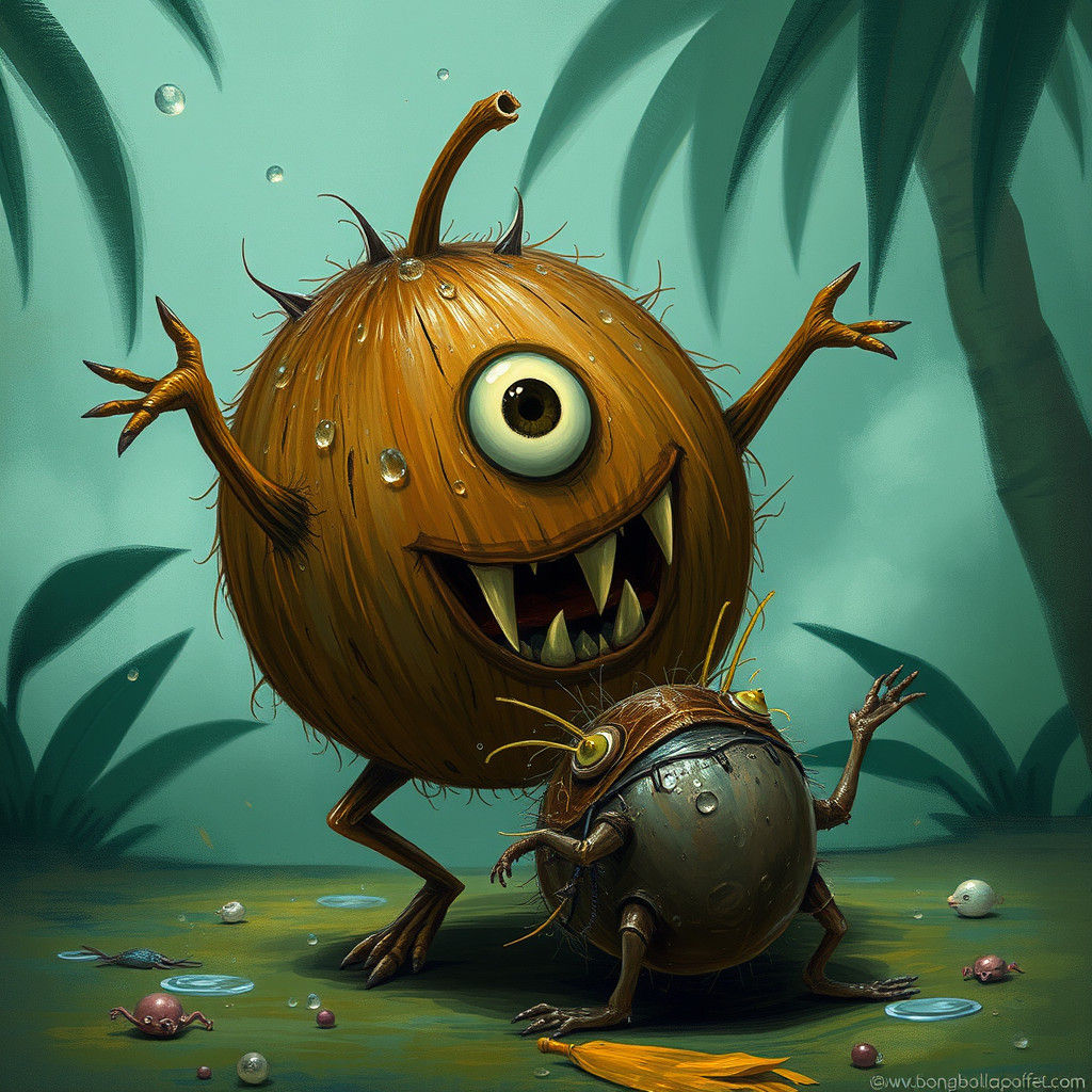 Dancing Coconut Monster Devouring Woodlouse