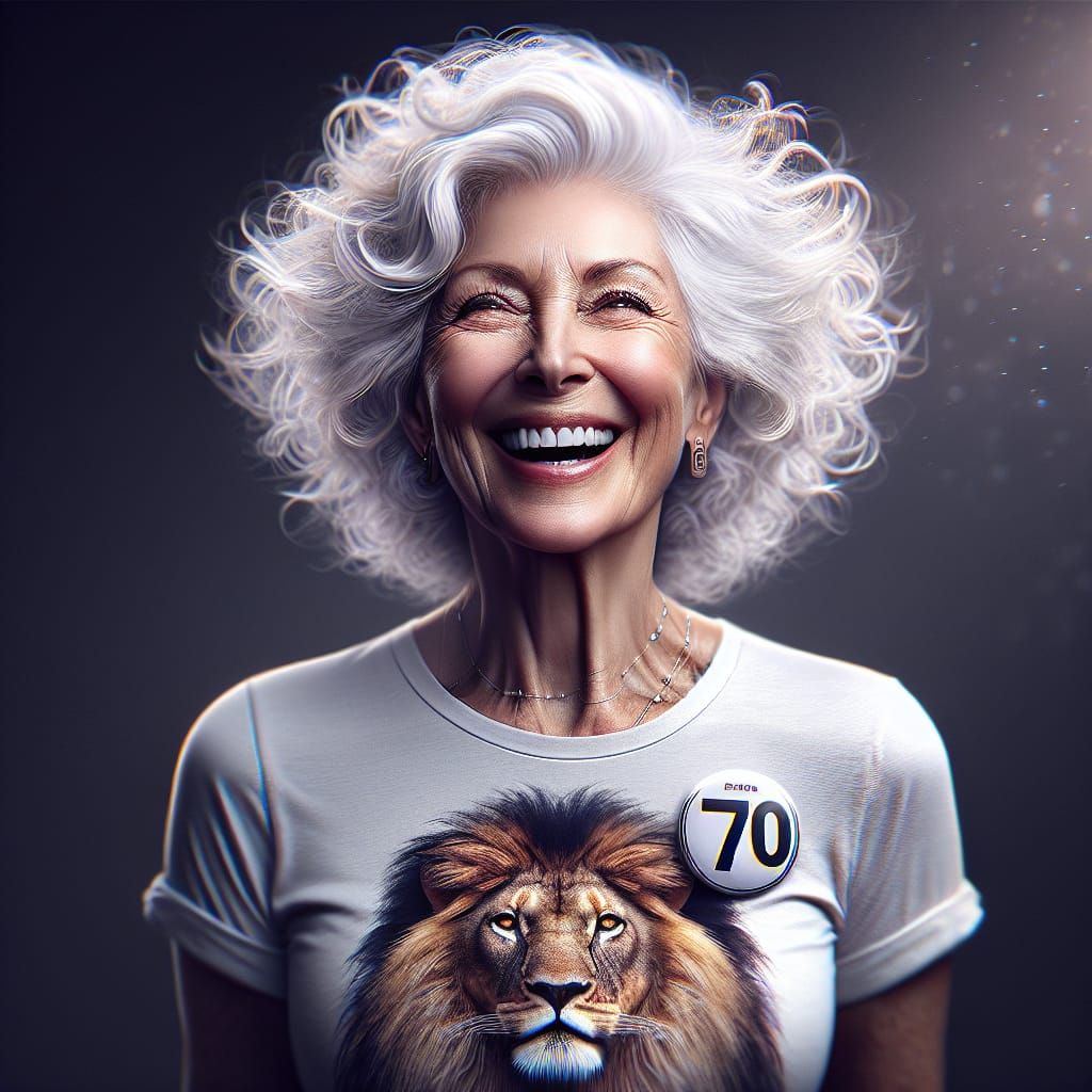 Joyful Woman Proudly Displays Age in Hyper-Realistic Style