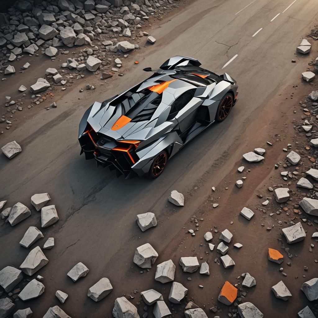 Lamborghini Egoista in Digital Matte Painting Style