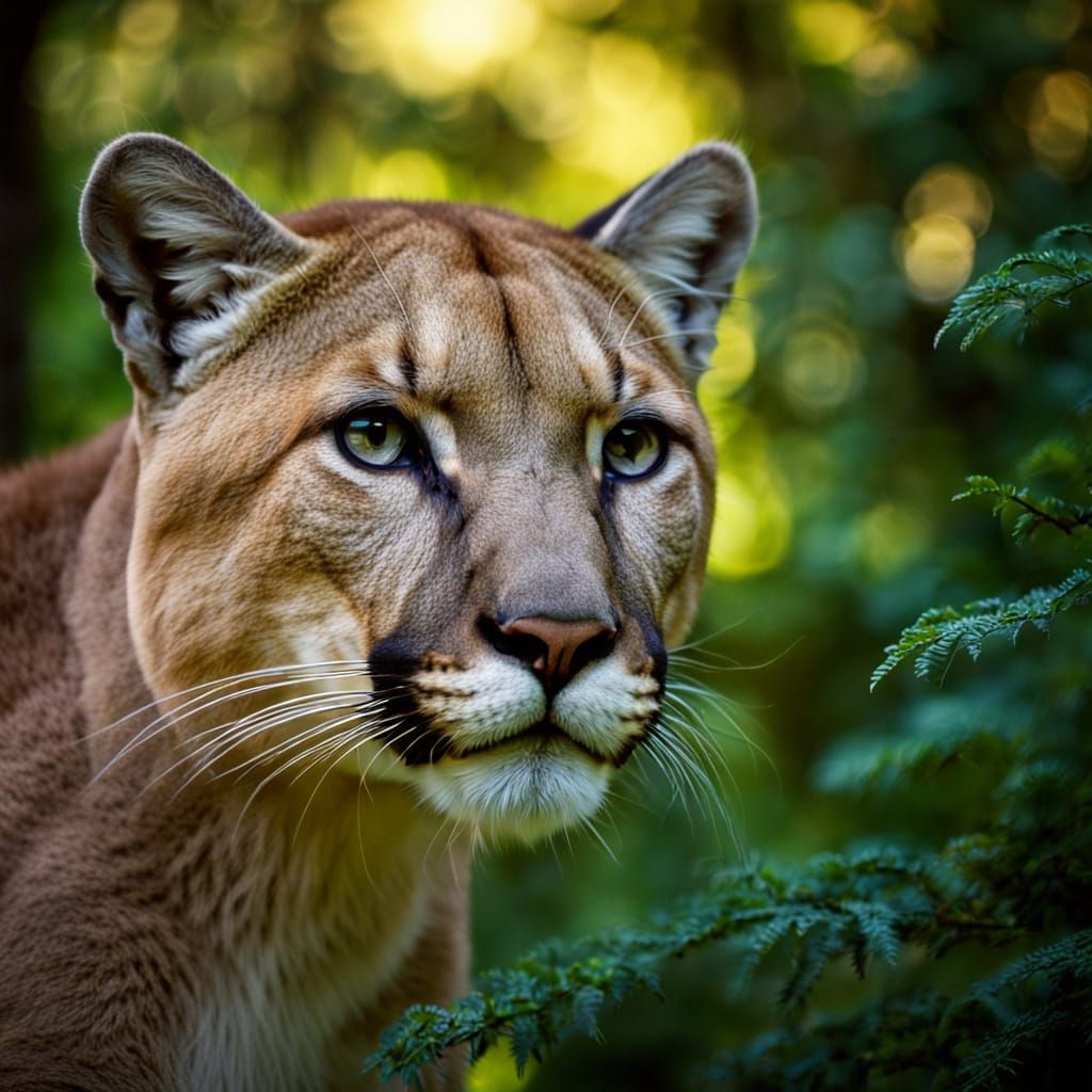Puma in Patagonian Forest: Wildlife Photography