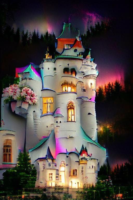 Fantasy Castle Illustration in Colorful Digital Art