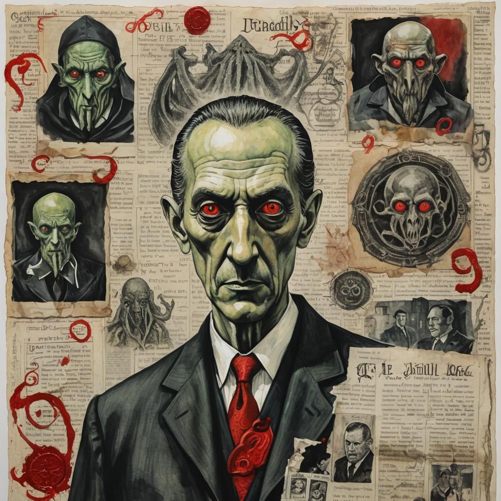 Demonic Cultist Crime Boss in Mixed Media Collage