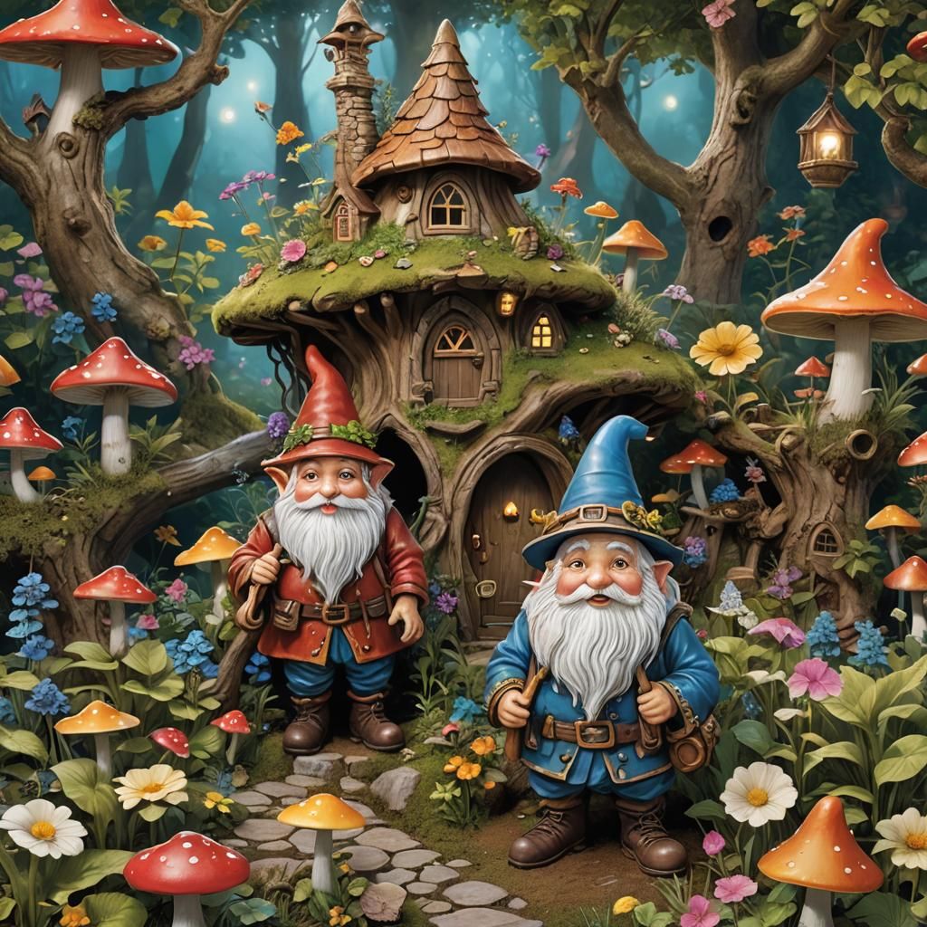 Gnome Wizard in Enchanted Forest Glade: Matte Painting