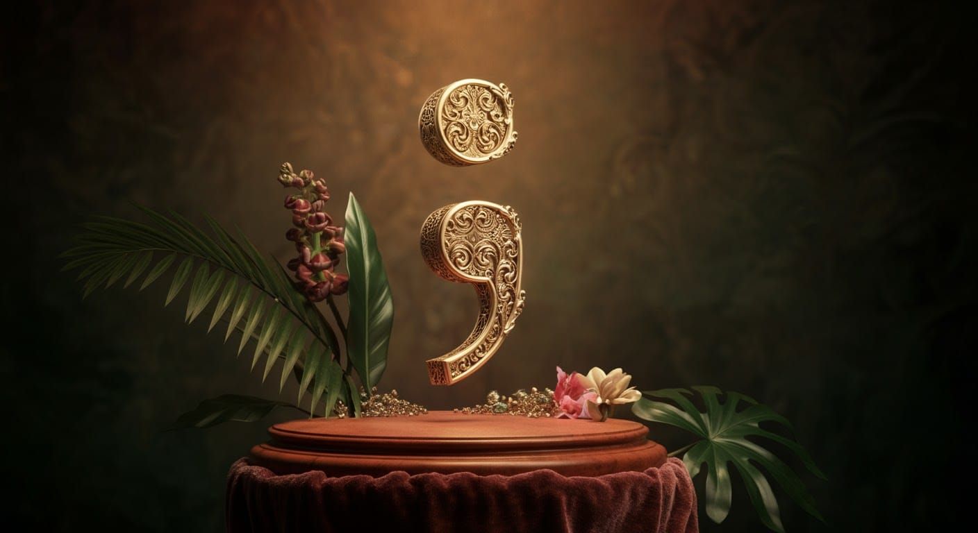 Golden Semicolon Art Deco Fantasy Illustration