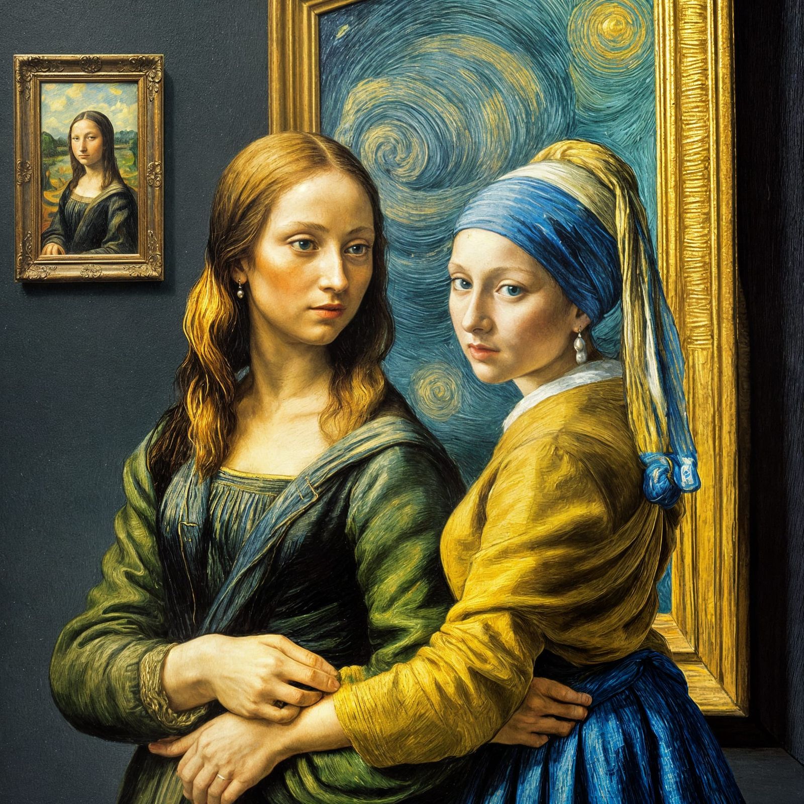 Mona Lisa and Girl with Pearl Earring Together
