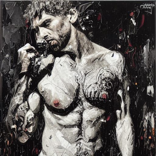 Mechanical Man Portrait in Oil Paint