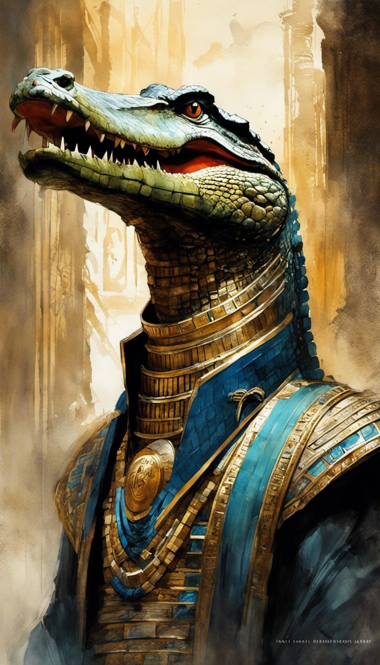 Sobek: Ancient Egyptian Crocodile God Portrait