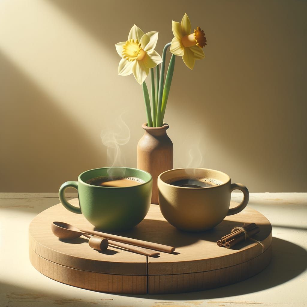 Cozy Coffee Setup on a Wooden Table