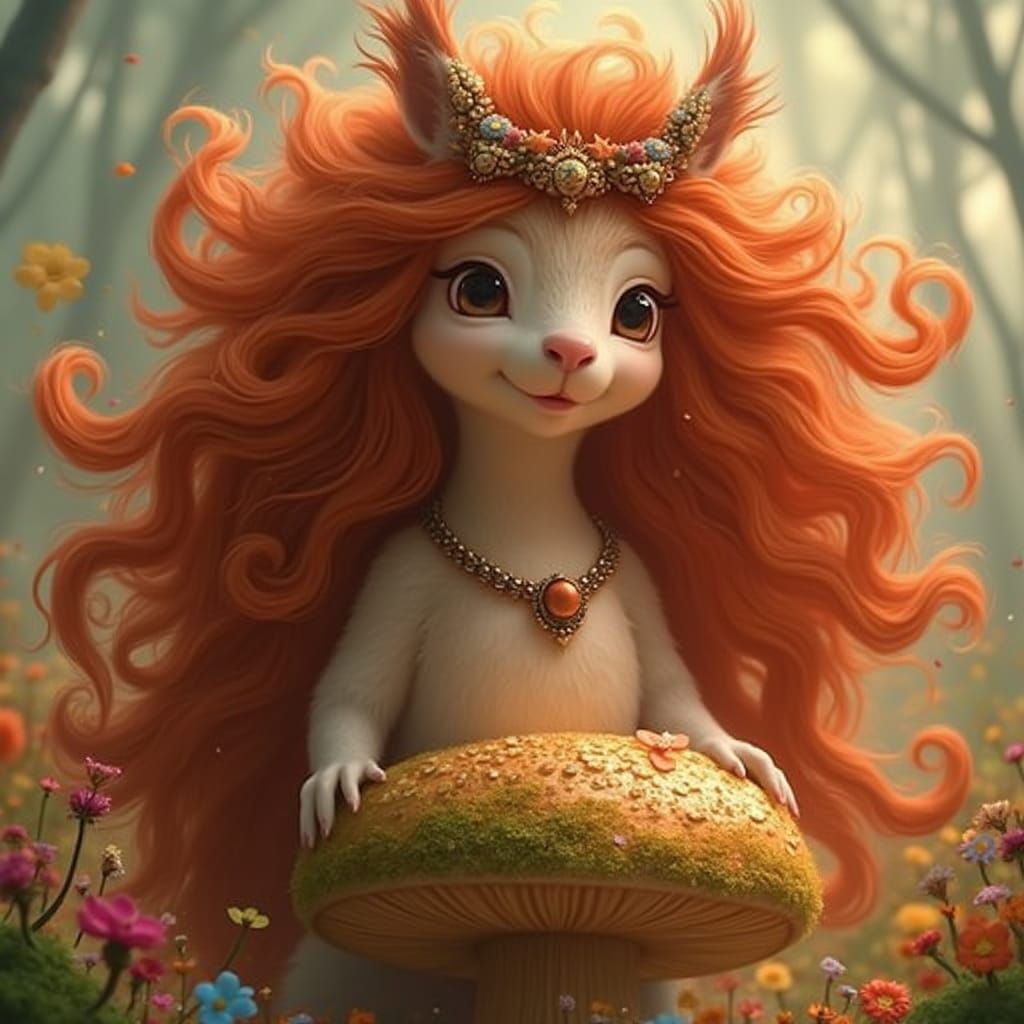 Squirrel Queen Portrait in Whimsical Style