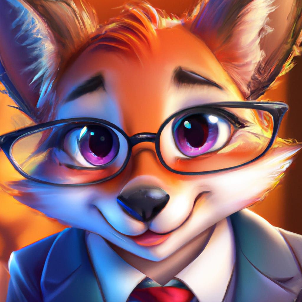 Chibi Anthro Fox Portrait in Detailed Matte Style