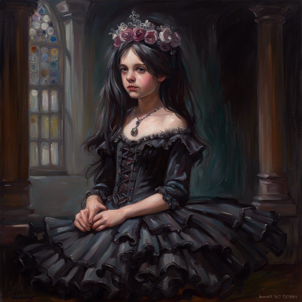 Frilly Gothic Princess in Oil Painting Style