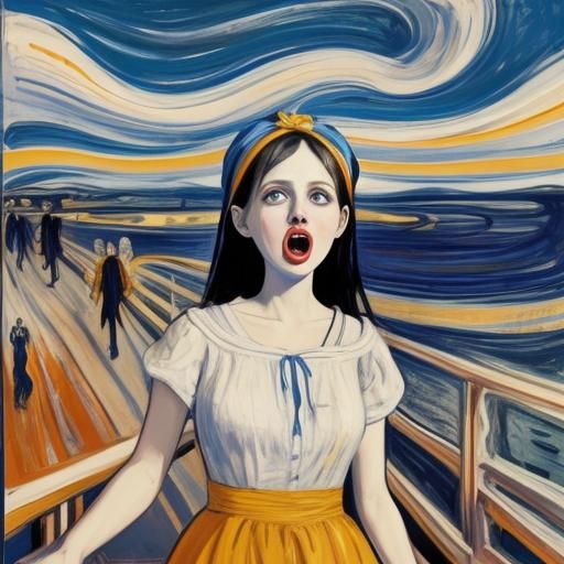 Girl Screaming in Style of The Scream